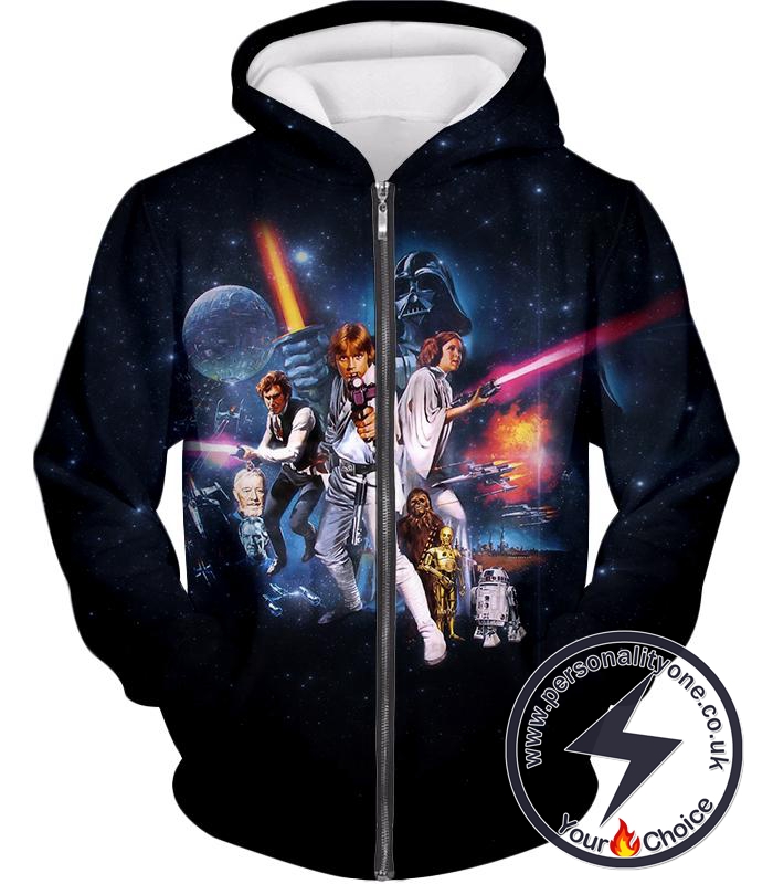 Star Wars Super Cool Star Wars Movie Poster Promo Awesome Black Zip Up Hoodie